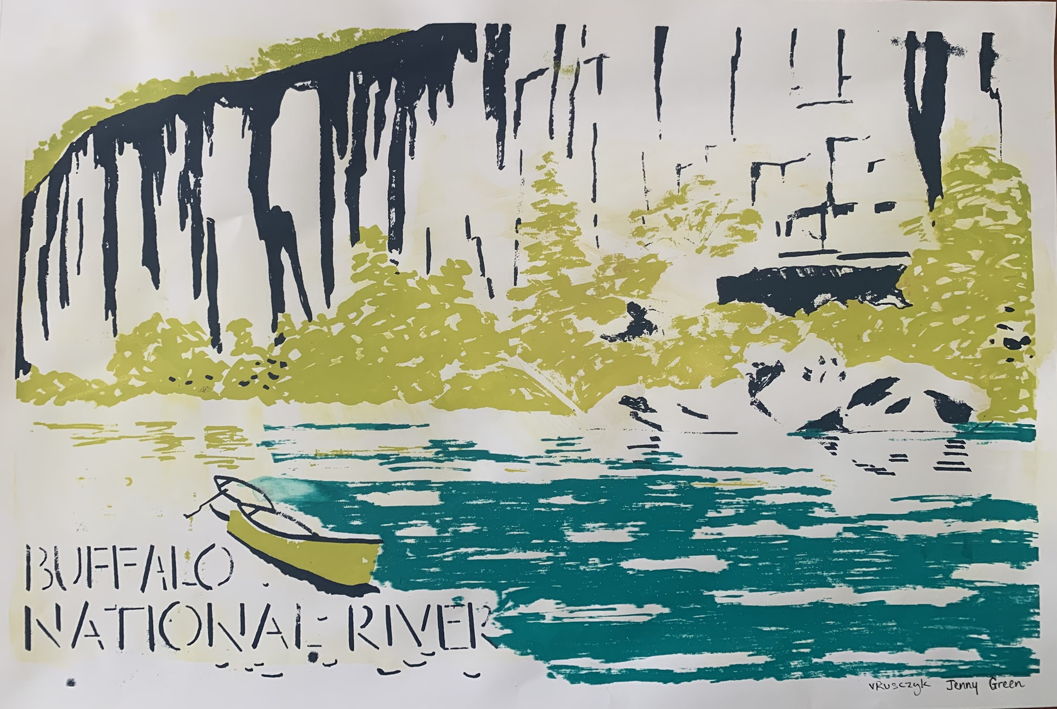 Buffalo National River Poster (3 Color Monoprint)