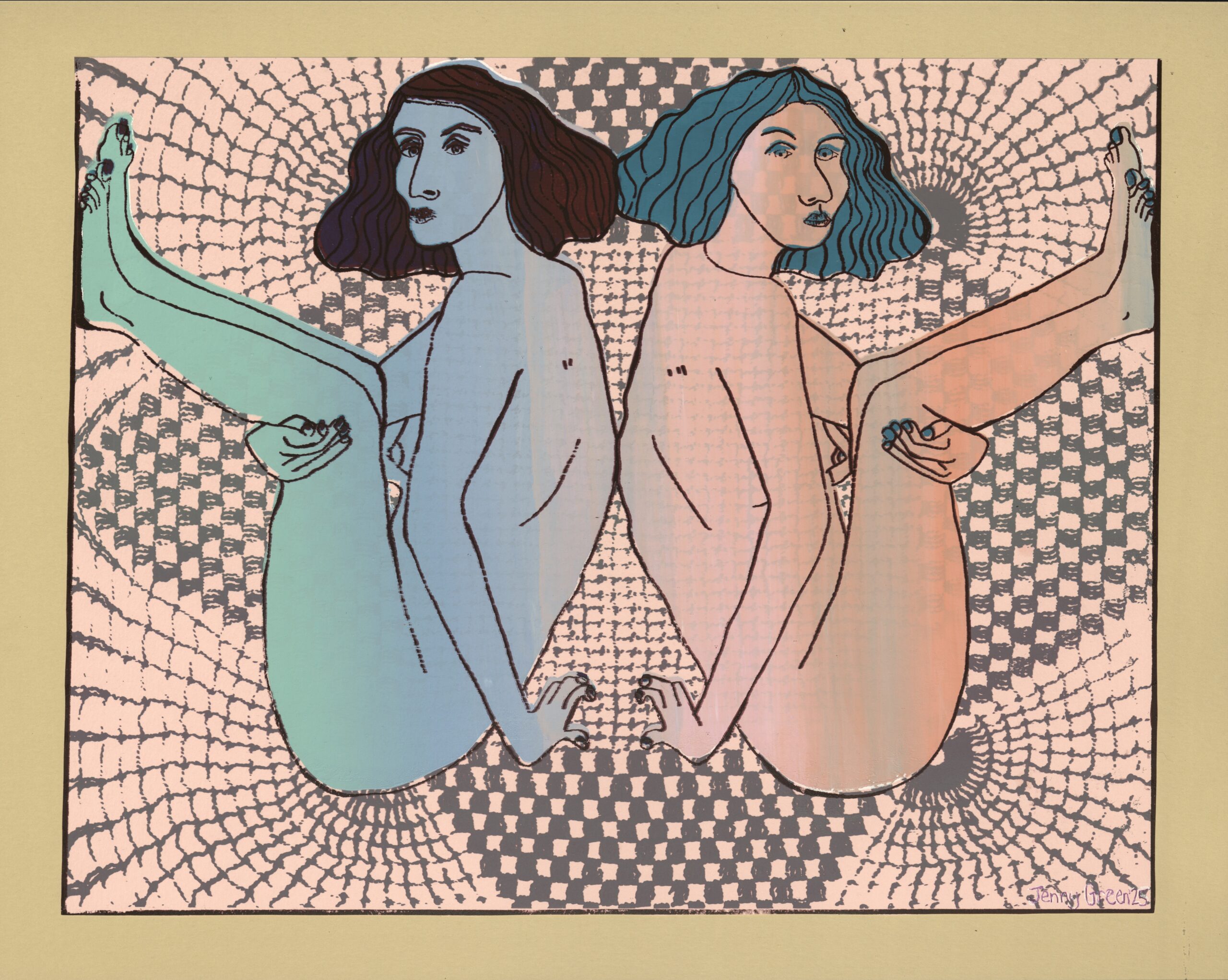 Two Nasims Pink on Taupe